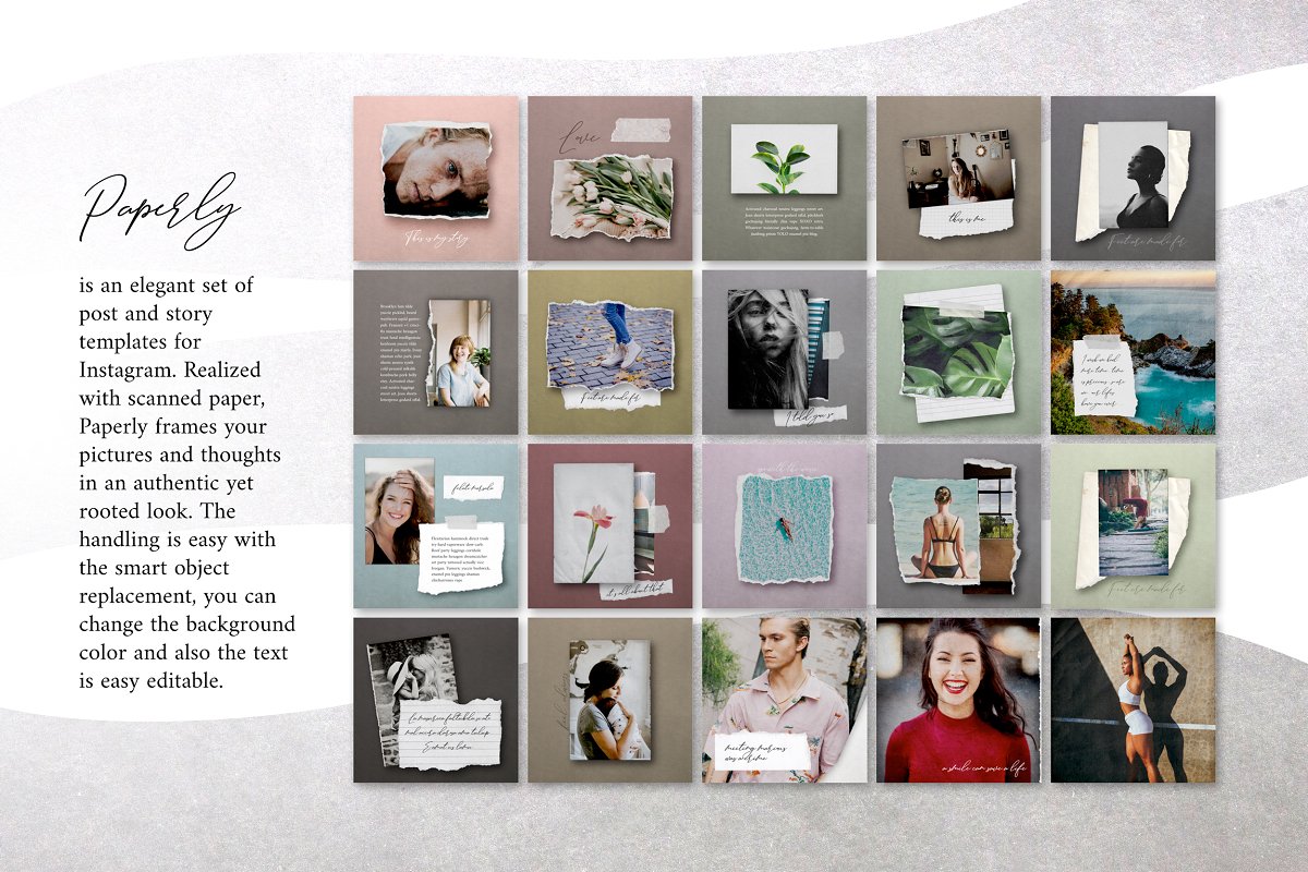 残缺的纸张Instagram社交帖子模板素材库精选插图(4)