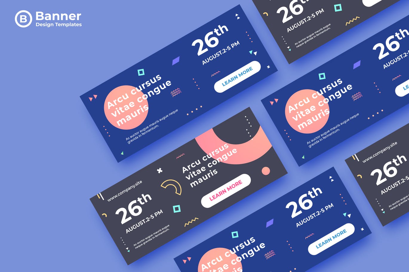 简约的时尚高端新孟菲斯渐变色彩banner海报设计模板-14插图