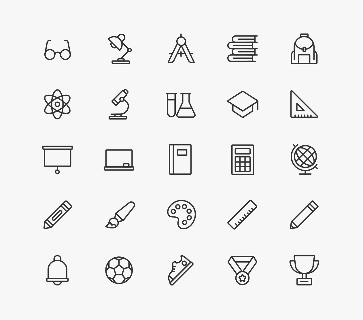 学校教育主题矢量线性素材库精选图标 Vector School Line Icons插图(1)