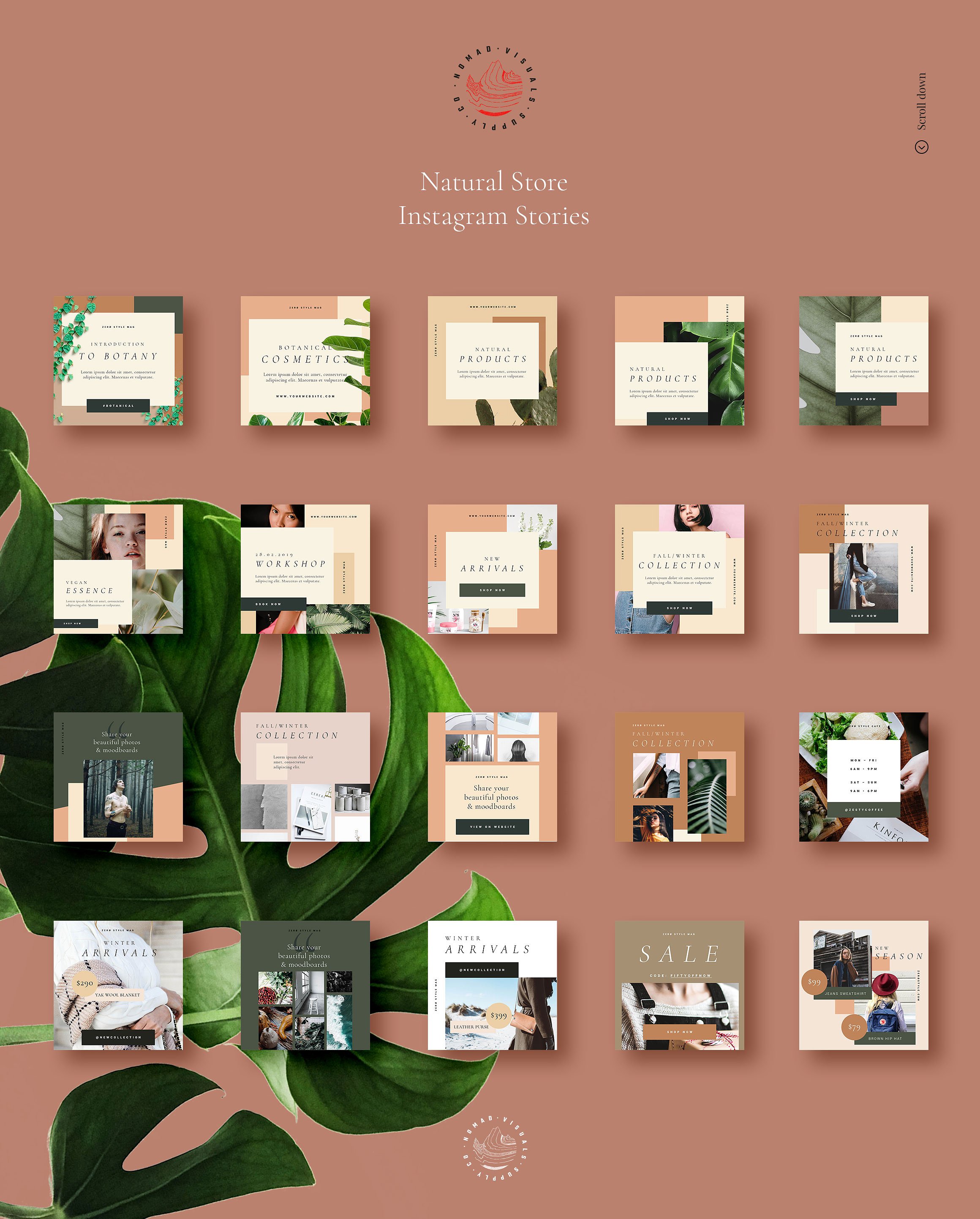 时尚高端Instagram故事动画模板素材库精选 Natural Store Animated Stories [psd]插图(14)