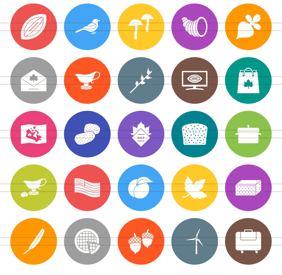 50枚感恩节主题扁平风矢量圆形图标 50 Thanksgiving Flat Round Icons插图(2)