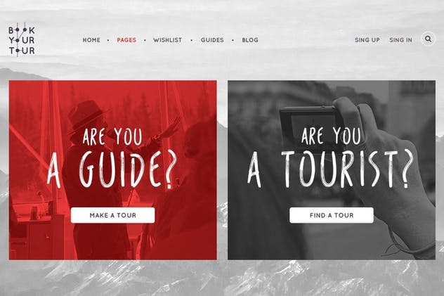 旅游代理公司旅游服务网站PSD模板素材库精选 Book Your Tour – Excursion Community PSD Template插图(1)