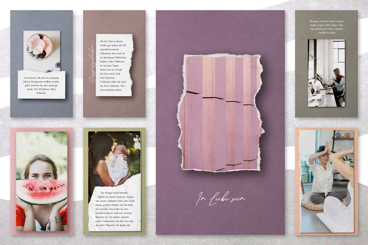 残缺的纸张Instagram社交帖子模板素材库精选插图(3)