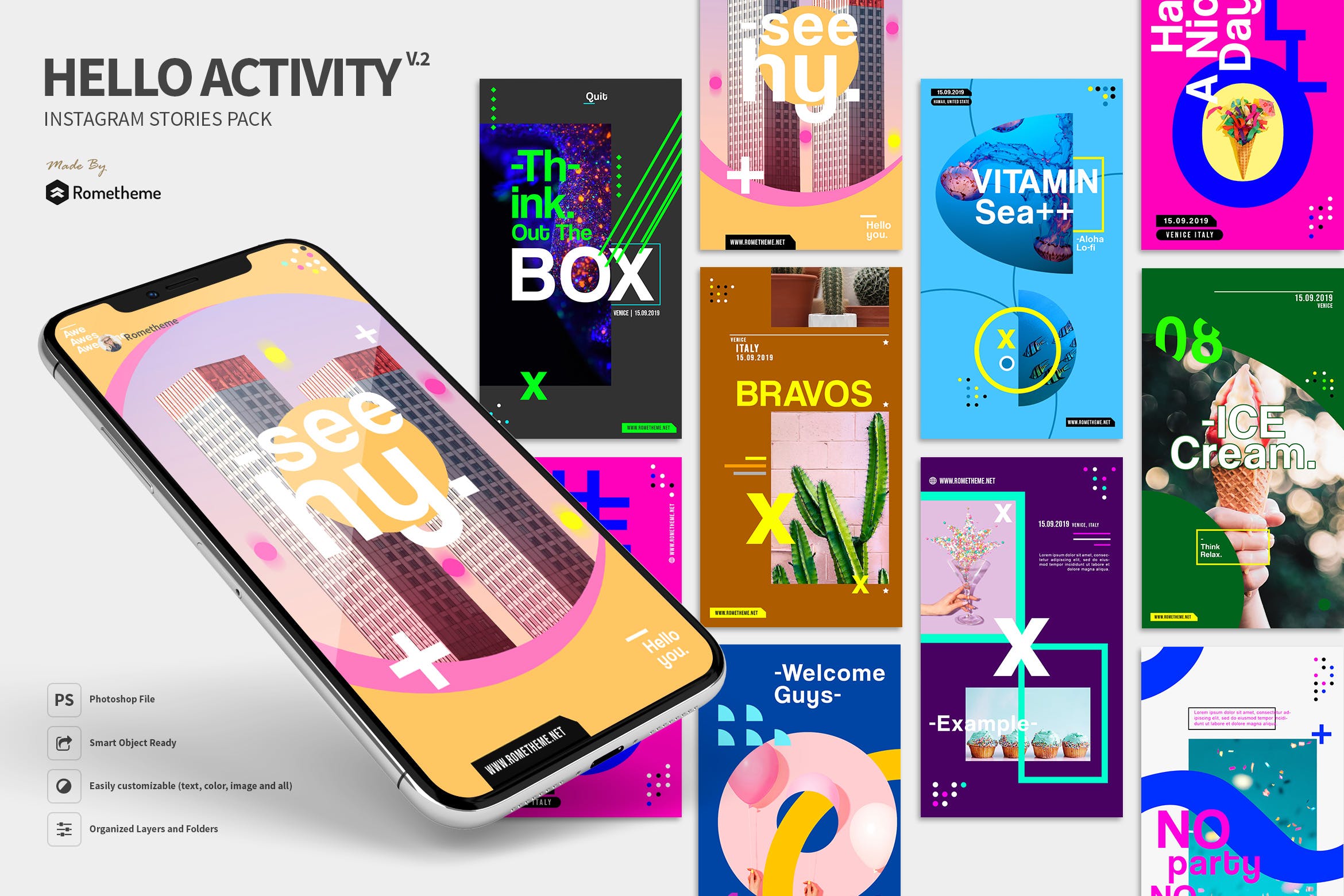 现代设计风格活动宣传Instagram品牌故事设计素材包v2 Hello Activity – Modern Instagram Stories Pack v2插图