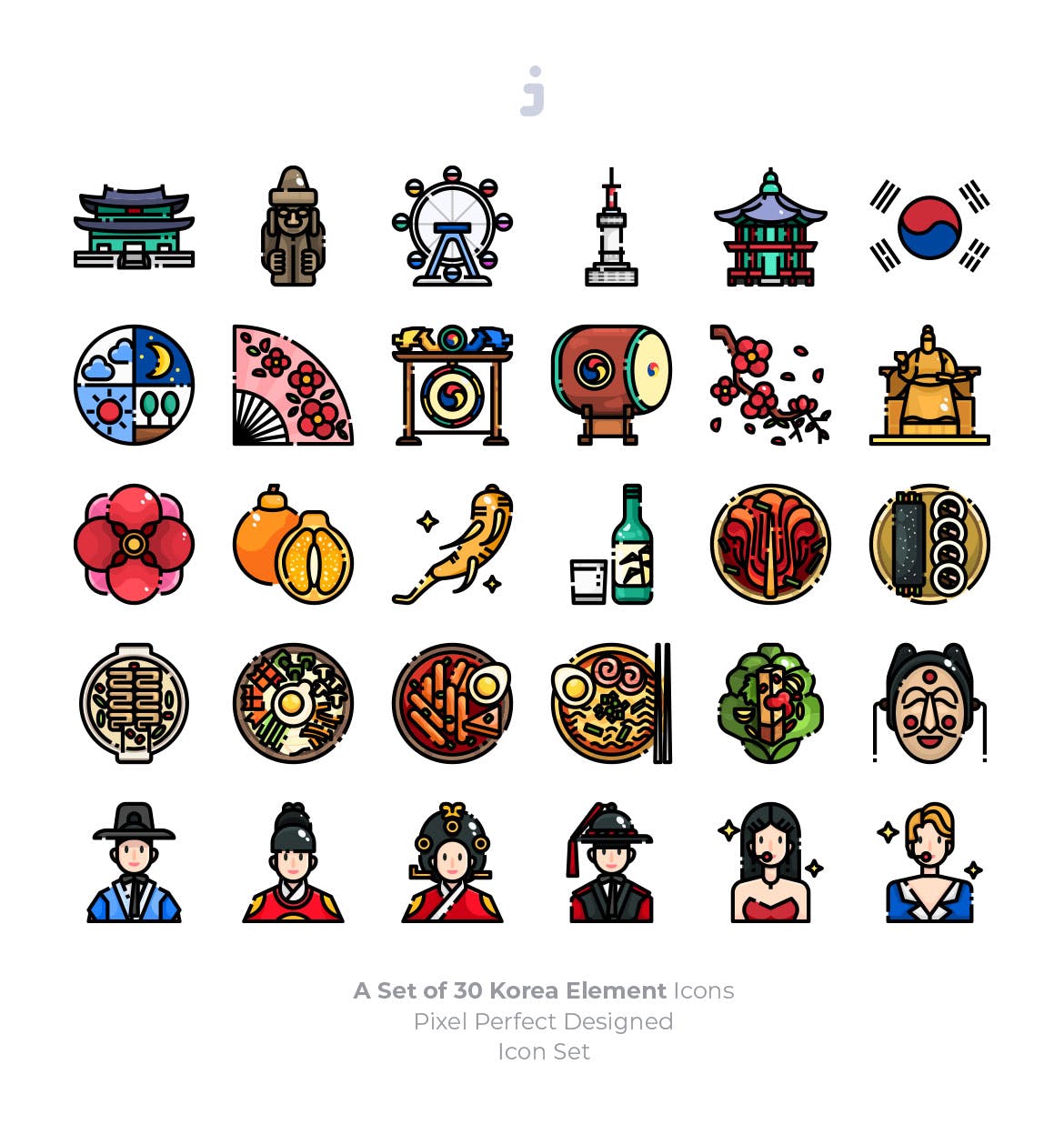 30枚韩国民族元素矢量图标 30 Korea Element Icons插图(1)