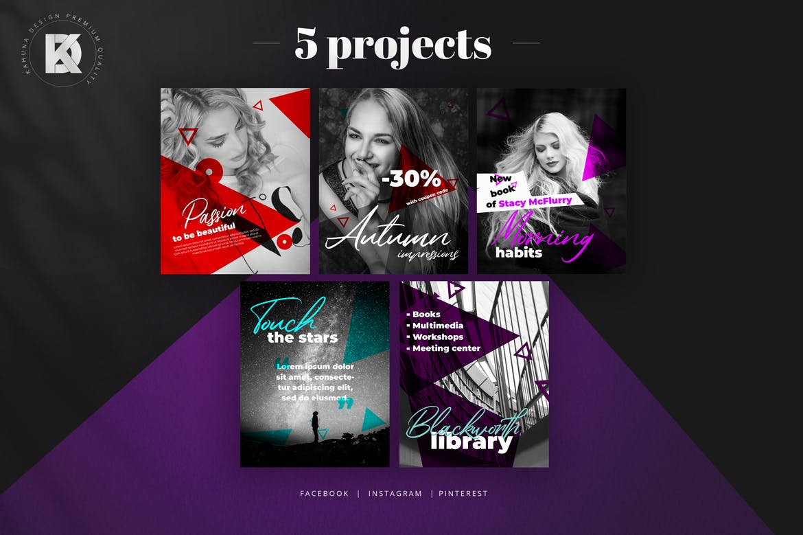 适用全行业的通用社交媒体新媒体设计素材包 Social Media Universal Pack插图(5)