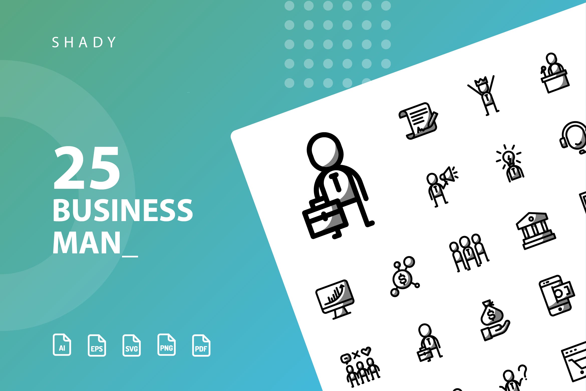 商业主题矢量背阴图标设计素材 Businessman Shady插图