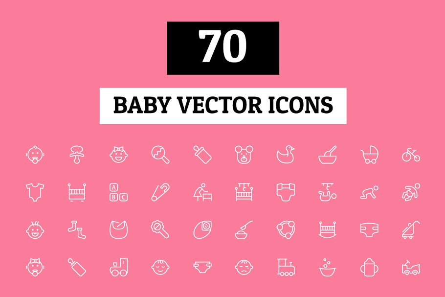 70枚婴儿育儿主题矢量图标 70 Baby Vector Icons插图