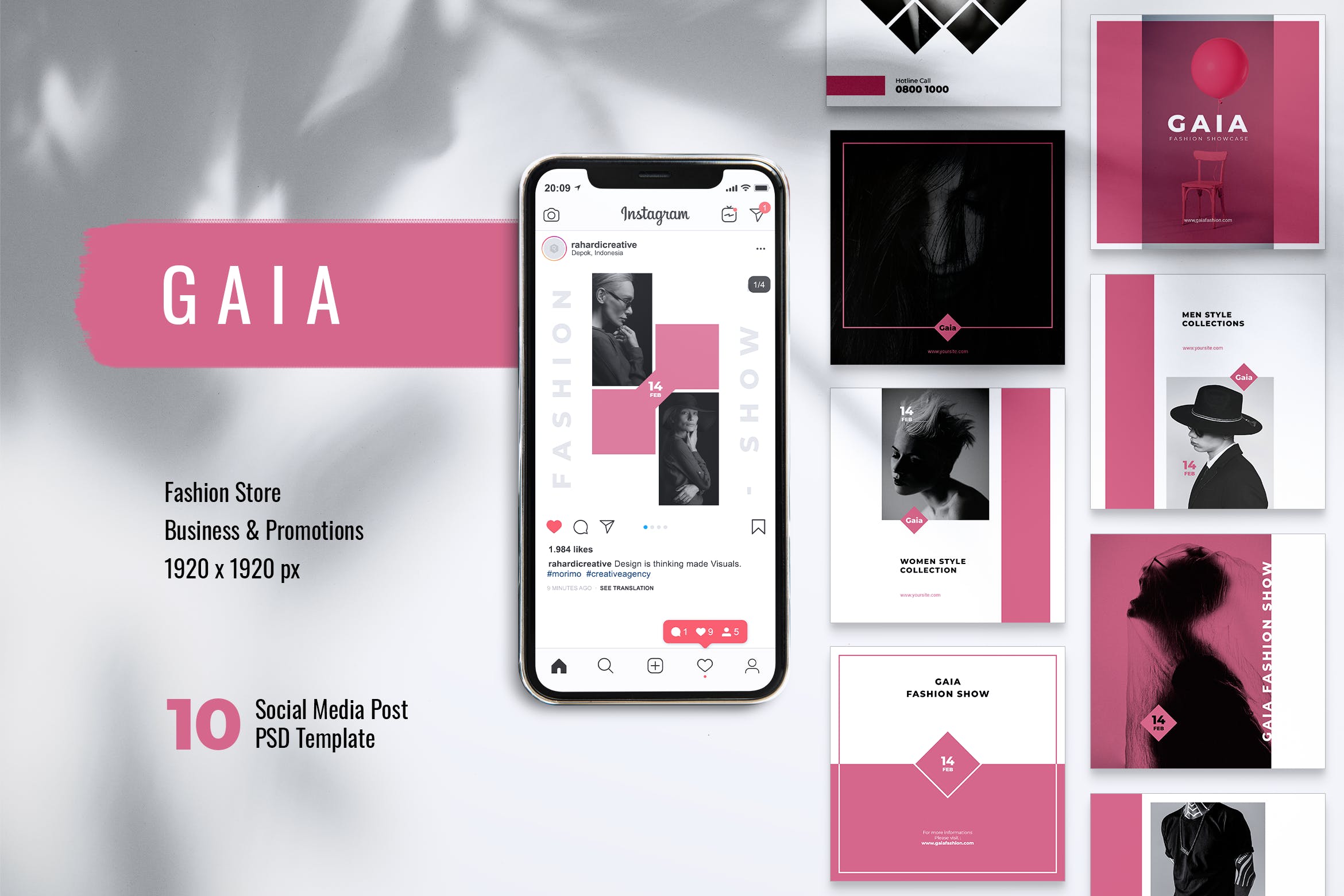 时装店/时尚品牌Instagram&Facebook文章贴图设计模板素材库精选 GAIA Fashion Store Instagram & Facebook Post插图