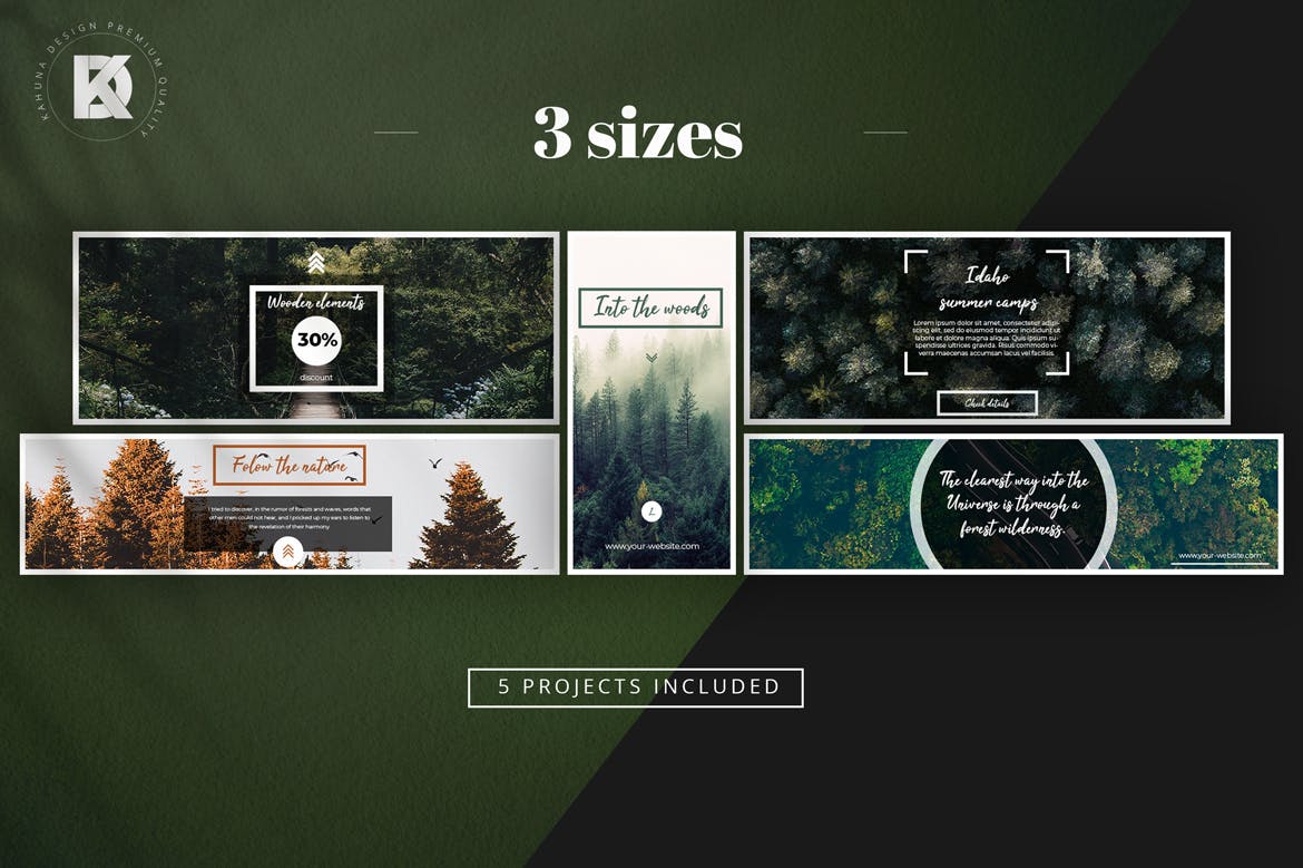 森林背景Banner图设计模板合集 Forest Banner Kit插图(1)
