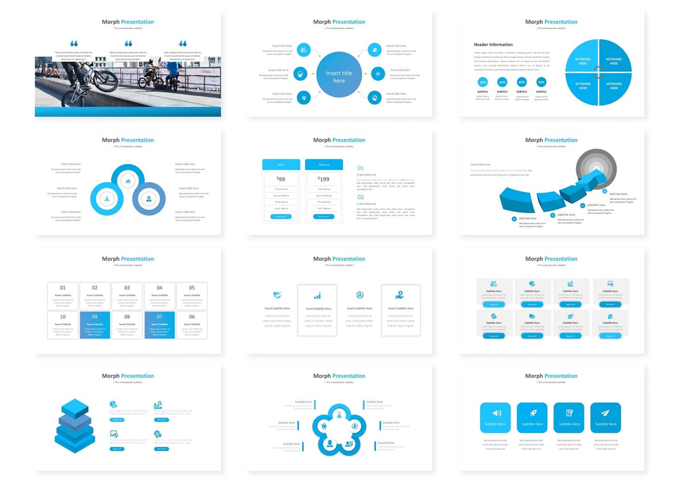 时尚高端清新简约蓝白配色的高品质powerpoint幻灯片演示模板（pptx）插图(2)