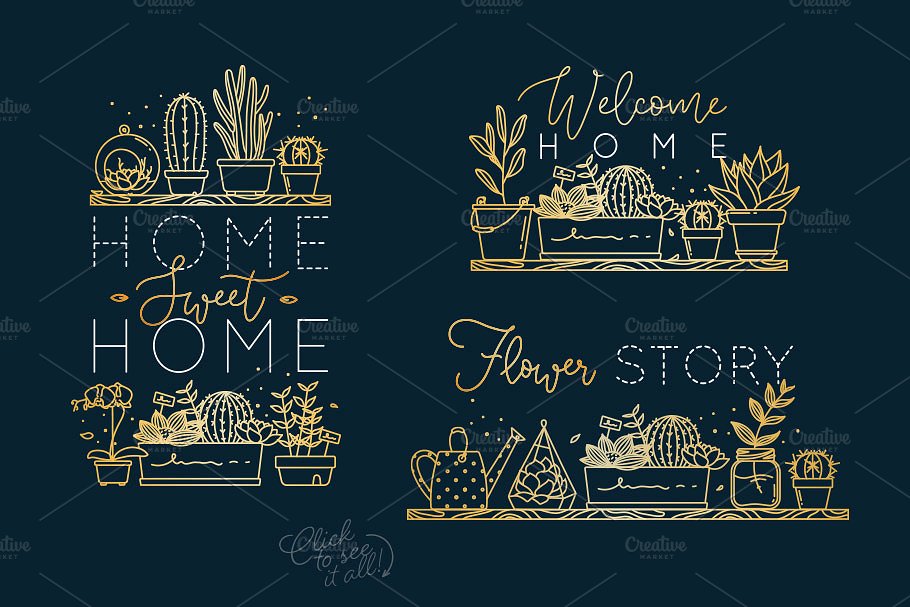 植物盆栽扁平风格图标 Plants Flat Icons插图(3)