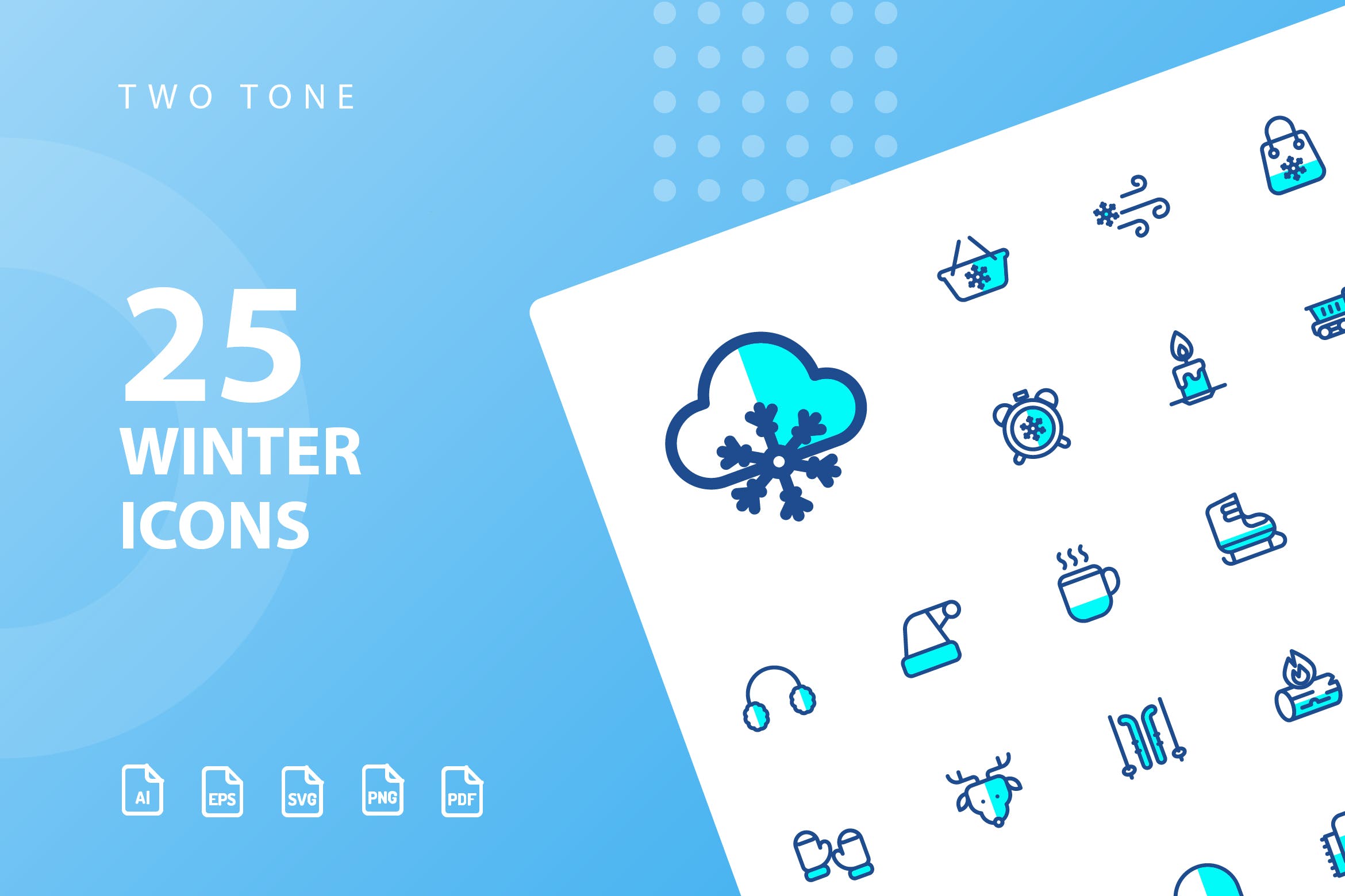 25枚冬天主题双色调矢量素材库精选图标v2 Winter Two Tone Icons插图