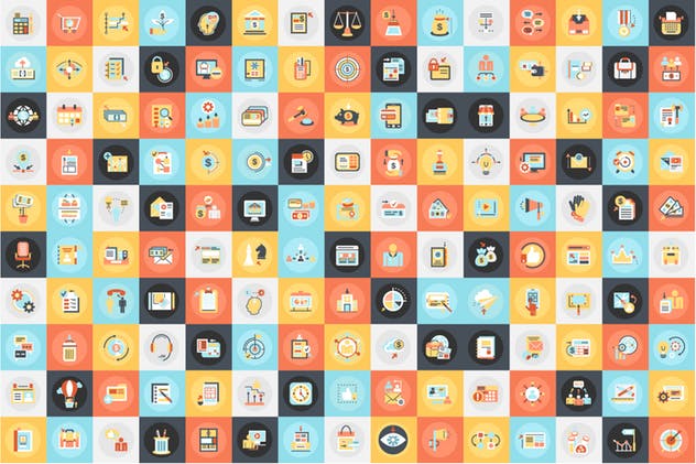 1600枚多主题扁平设计风格矢量图标套装 Bundle Flat Icons插图(7)