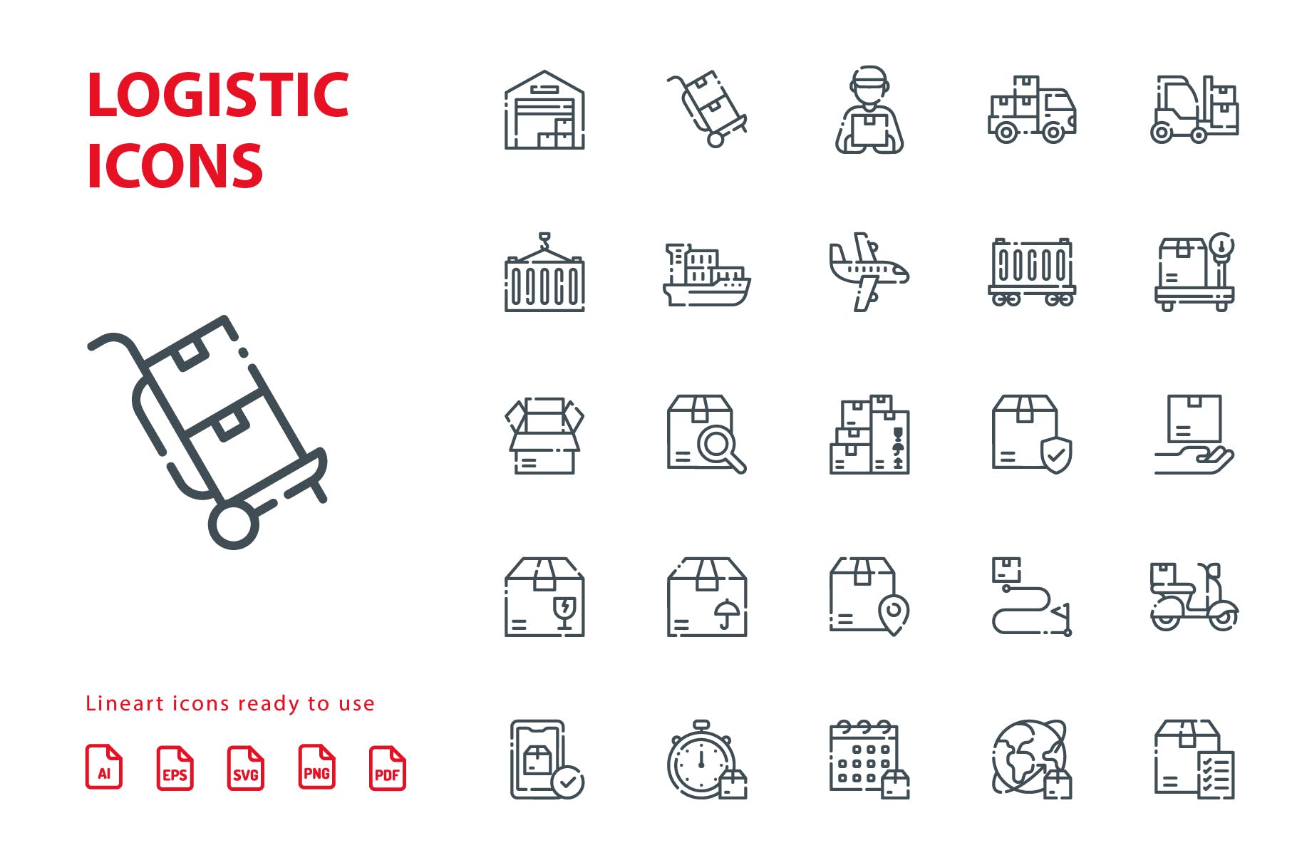 30枚物流运输矢量线性素材库精选图标 Logistic Lineart插图(1)