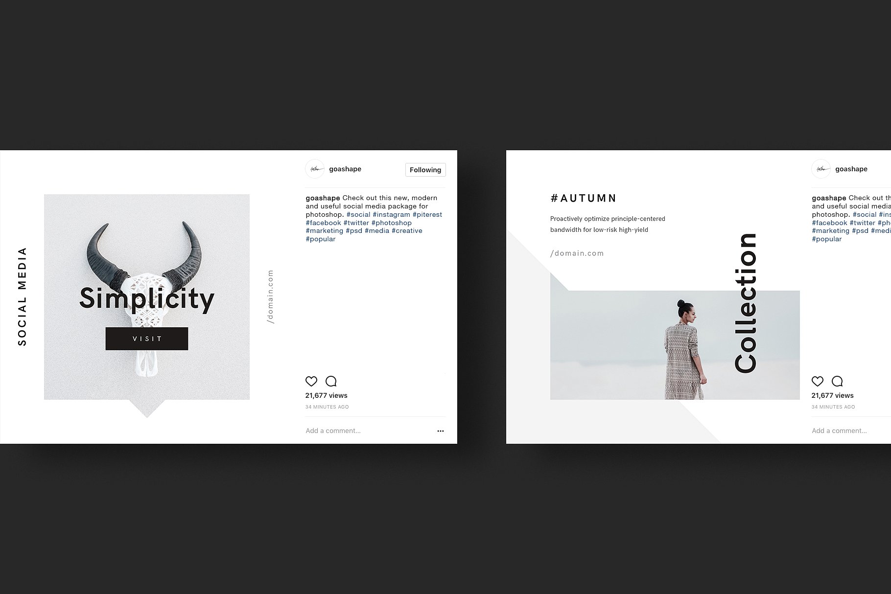 极简主义社交媒体文章贴图PSD模板素材库精选 Minimal PSD Social Media Pack插图(6)