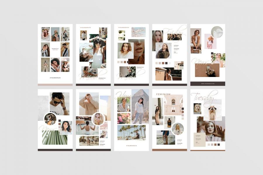 时尚生活Moodboard-Instagram故事模板素材库精选插图