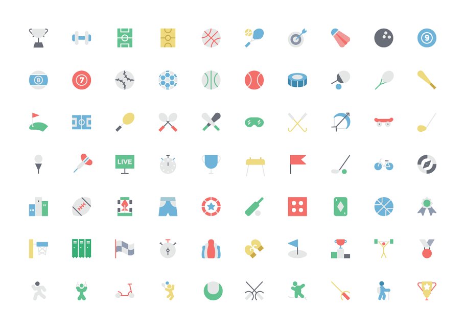 125+体育运动主题矢量图标 125+ Sports Vector Icons插图(1)
