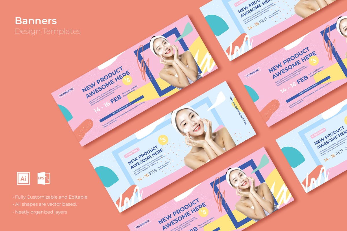 活力配色电商网站广告Banner设计模板v15 SRTP Banners Template.15插图