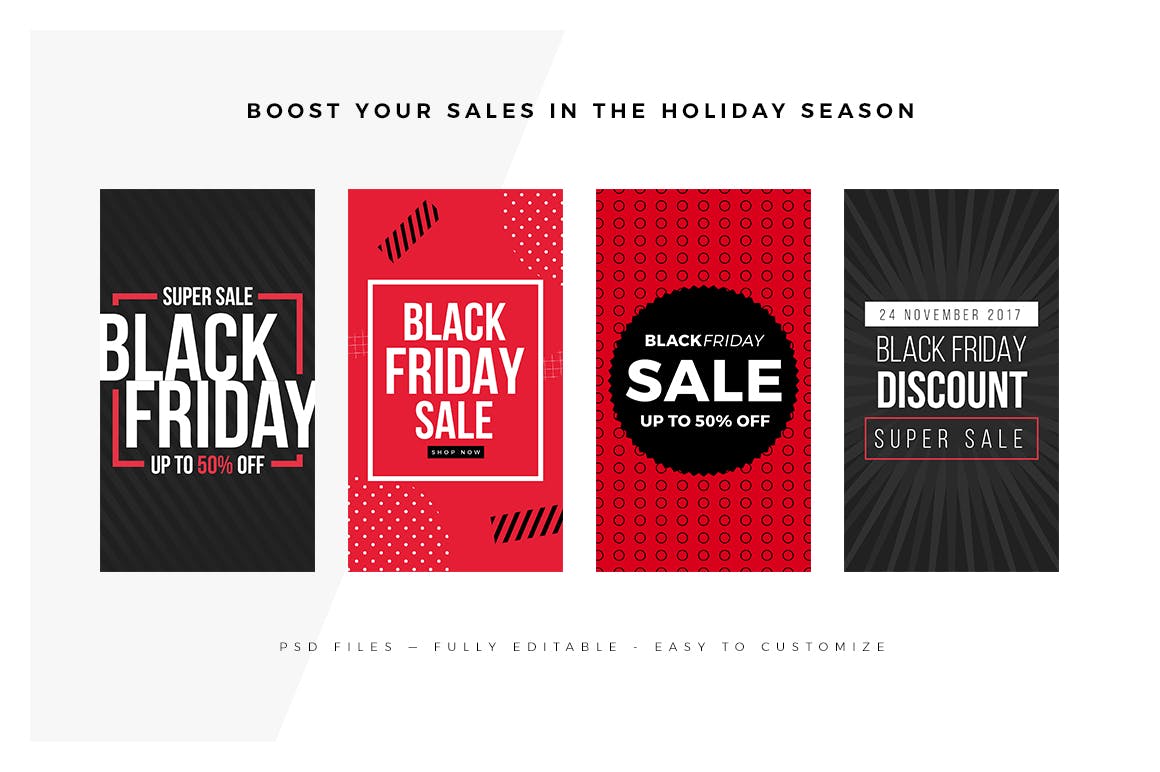 20款Instagram社交黒五购物节广告设计模板素材库精选v2 20 Black Friday Instagram Stories Vol 2插图(5)