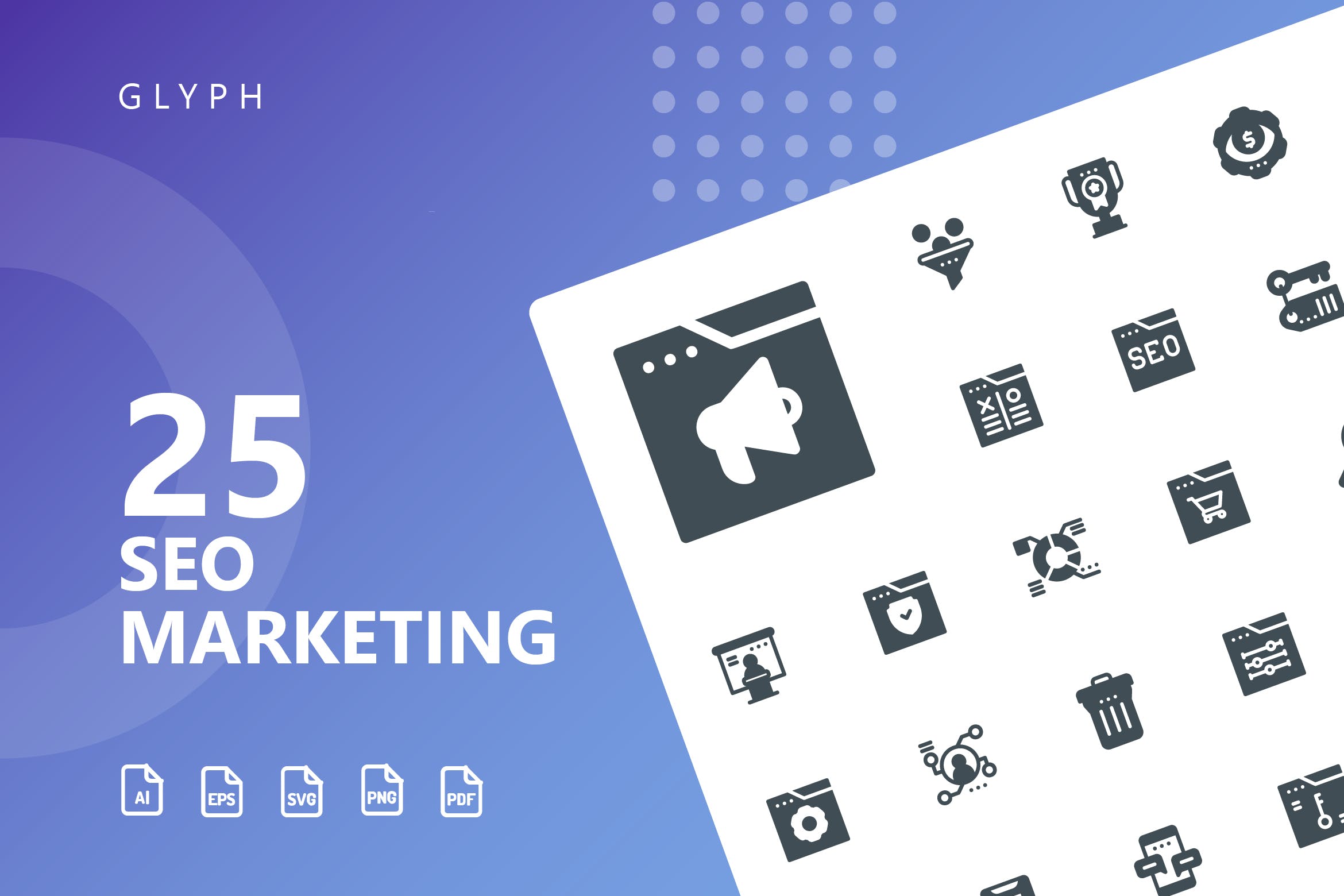 25枚SEO搜索引擎优化营销矢量字体素材库精选图标v2 SEO Marketing Glyph Icons插图