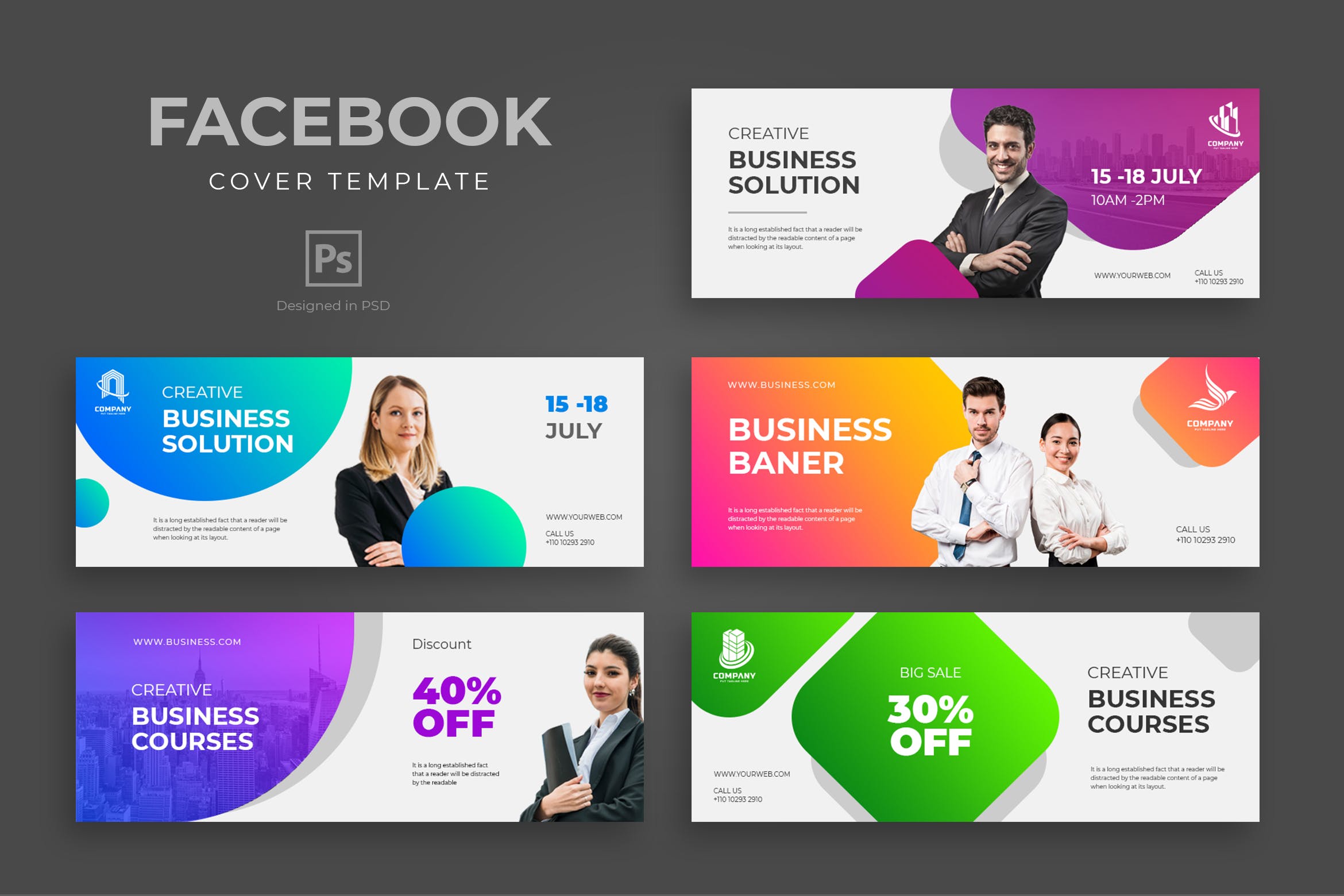 企业咨询服务Facebook主页封面设计模板素材库精选 Business Facebook Cover Template插图