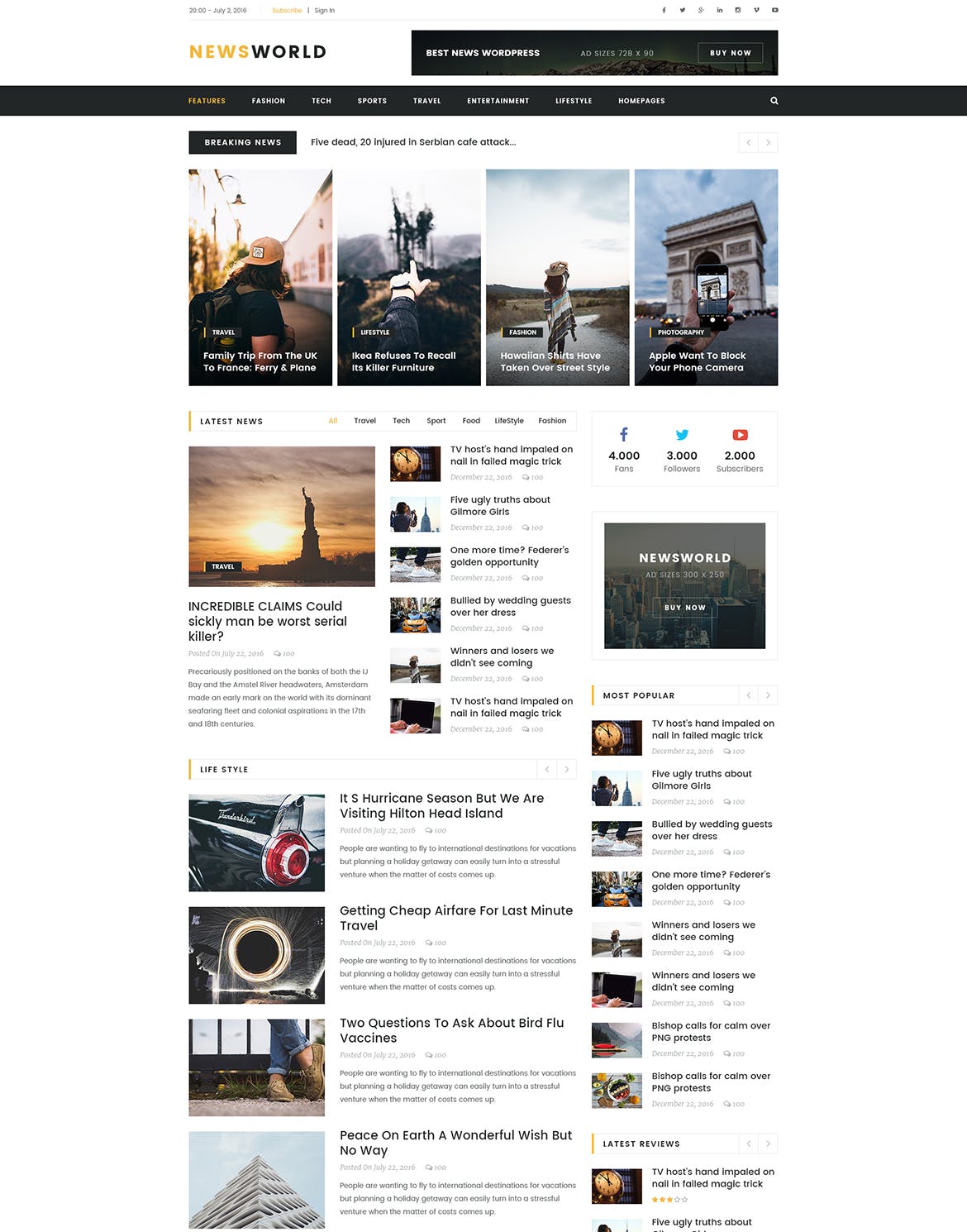 新闻资讯杂志类网站设计HTML模板素材库精选 Newsworld | Mutil-Concept Magazine HTML5 Template插图(1)