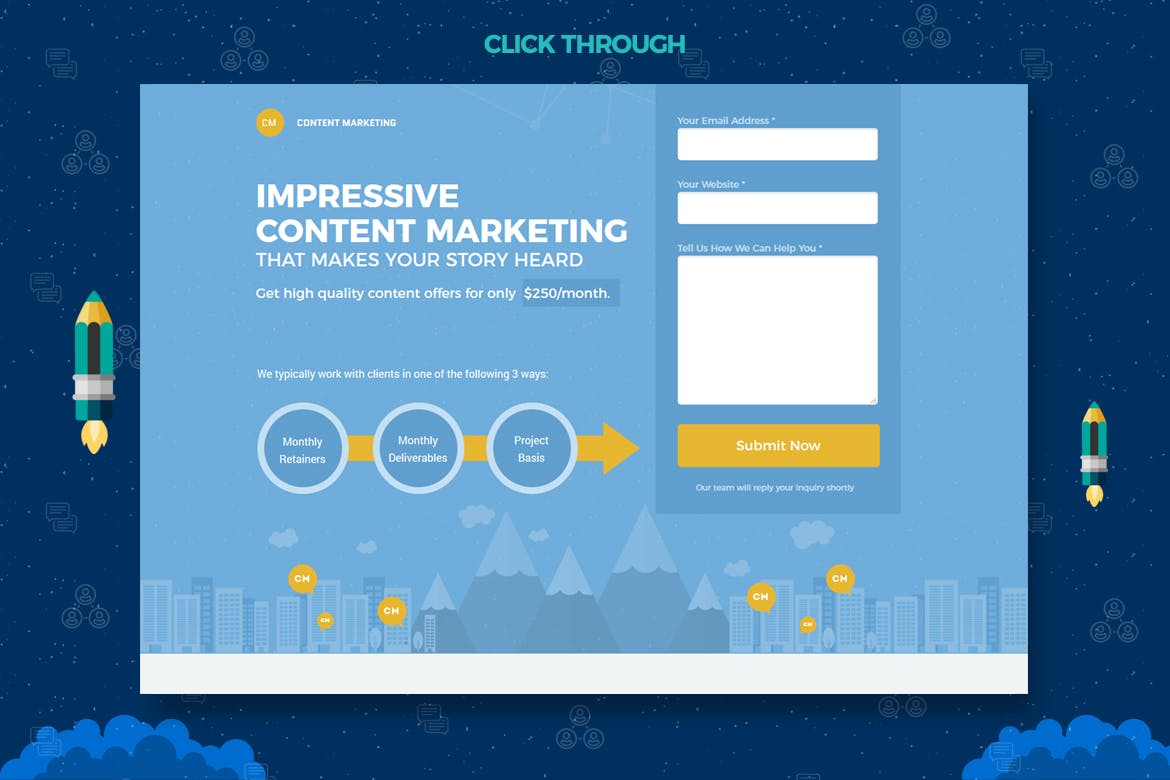 时尚简约内容营销展开登陆页面banner海报着陆页设计模板素材库精选插图(4)