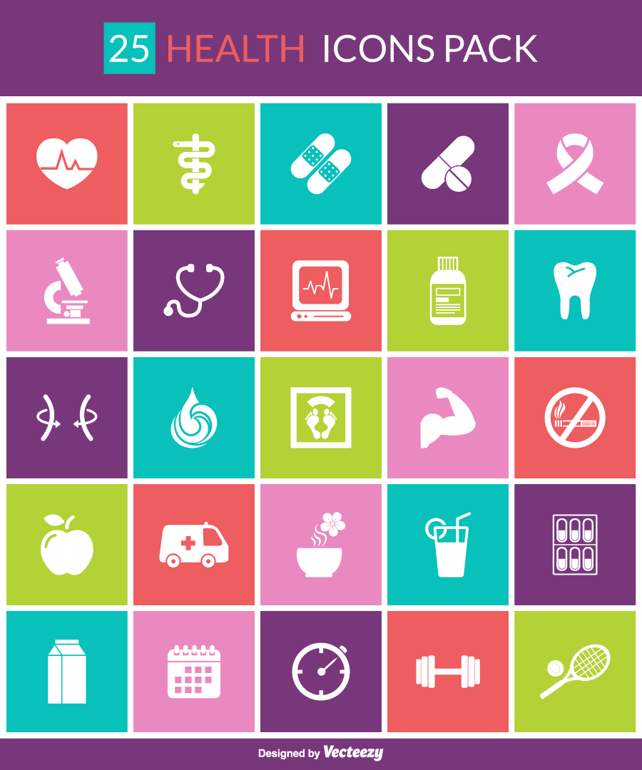 25个健康主题的图标合集[矢量]插图