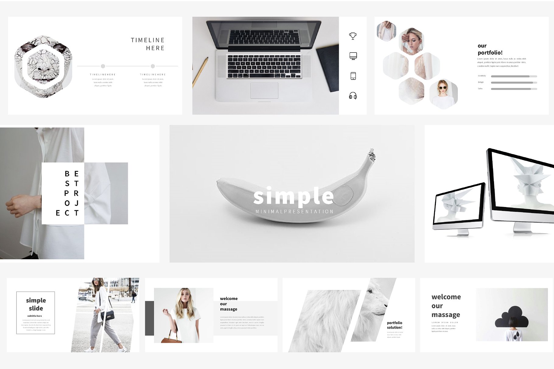 超现代和独特的极简主义ppt模版插图