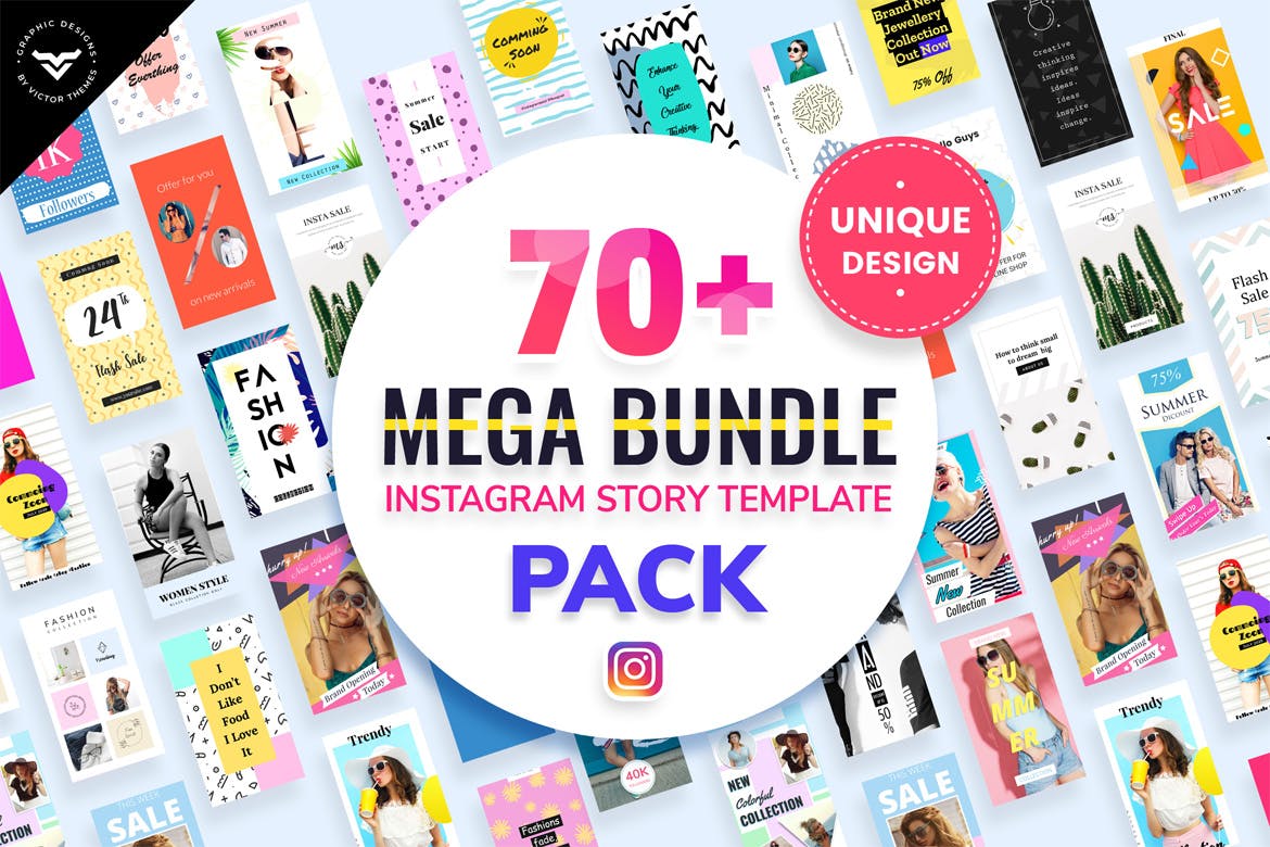 70+Instagram社交网站品牌推广广告设计模板素材库精选合集 Instagram Stories Mega Bundle Templates插图(1)