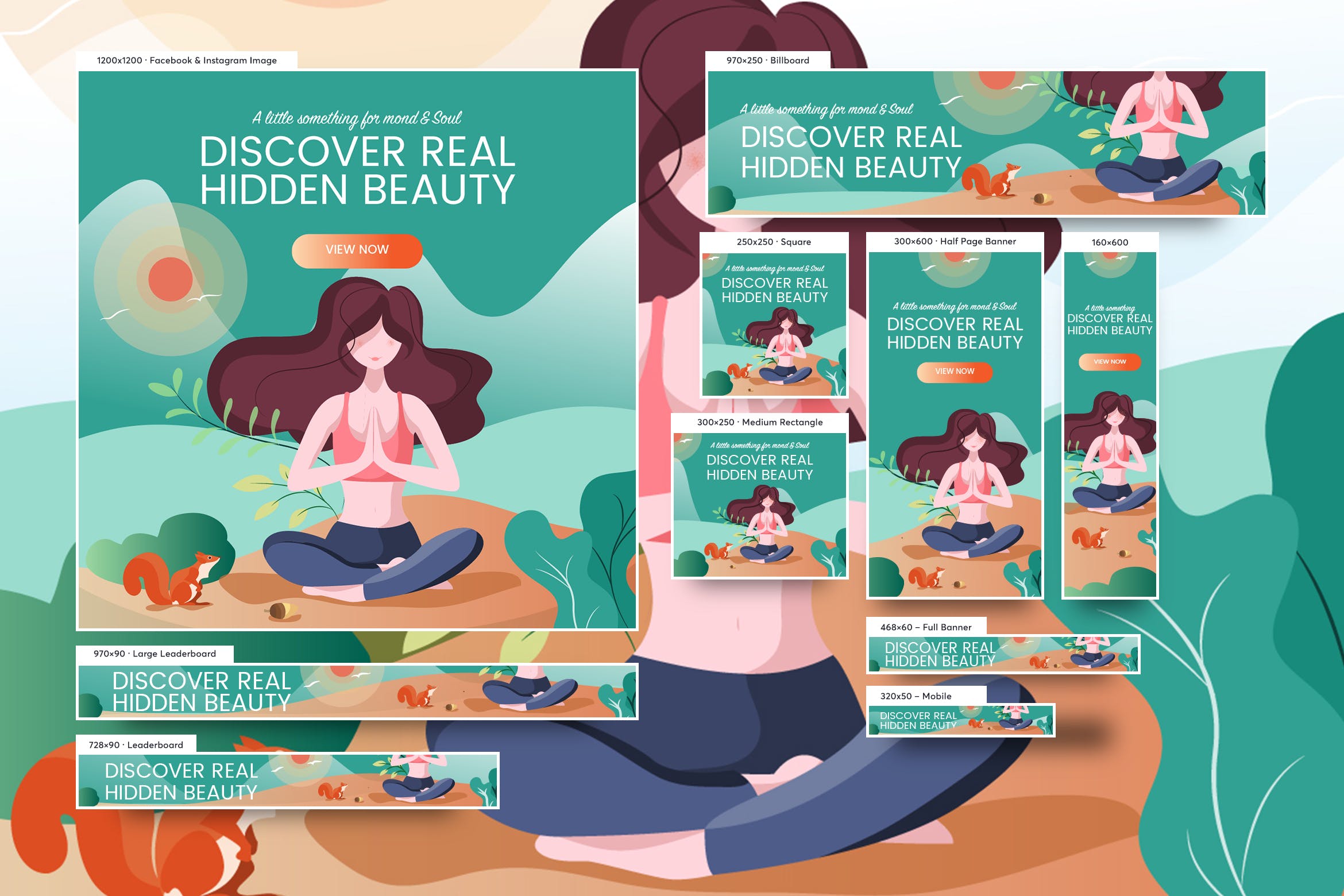 瑜伽培训网站广告Banner图设计模板 Young Beautiful Girl Spa Banners Ad插图