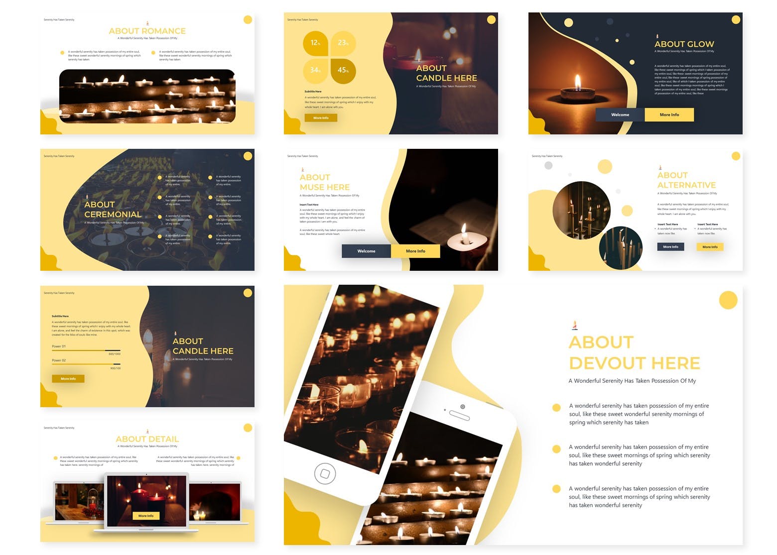 烛光蜡烛元素素材库精选PPT模板下载 Candelu | Powerpoint Template插图(2)