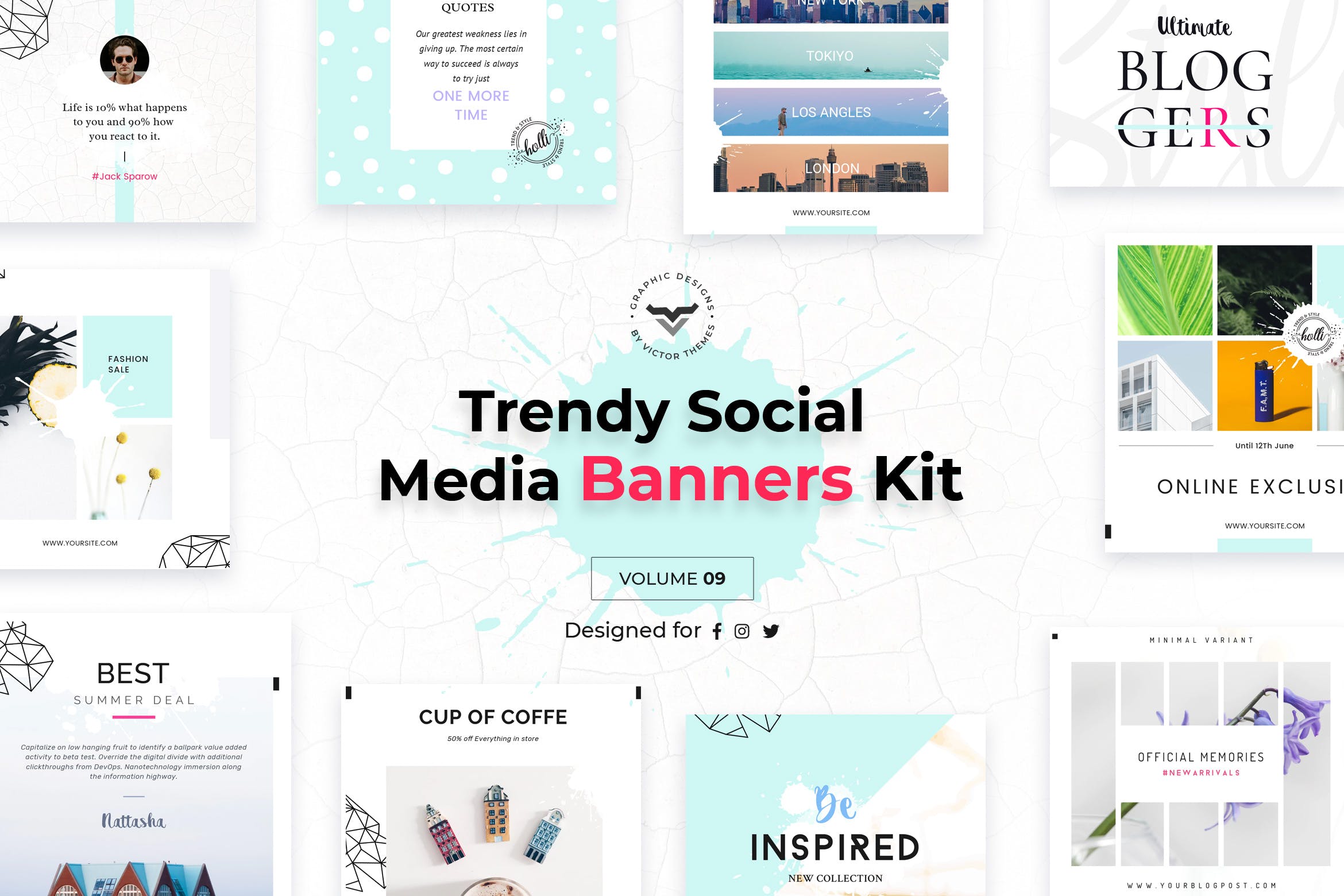 社交媒体通用Banner广告图片设计模板素材包IX Social Media Banners Pack IX插图