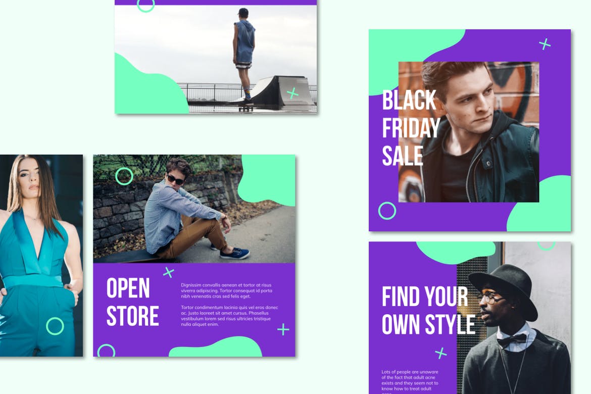 孟菲斯液体设计风格Instagram社交平台设计素材 Instagram Templates插图(3)