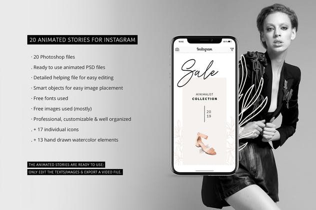社交新媒体时尚潮流主题广告PSD动画模板素材库精选v2 ANIMATED Instagram Stories – Pure插图(1)