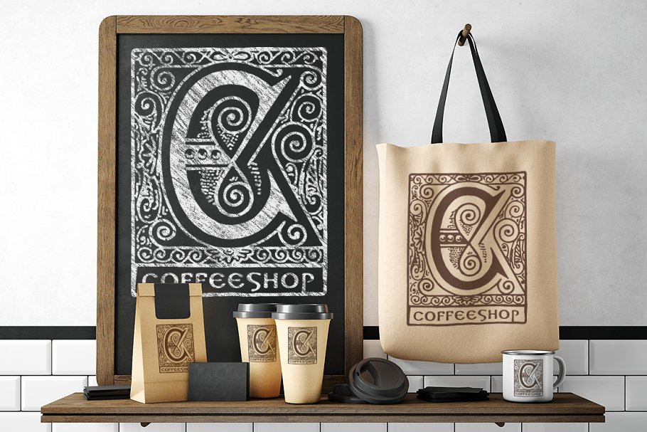 复古花体英文字母H装饰素材套件 Vintage Letter H Decorative Alphabet插图(3)