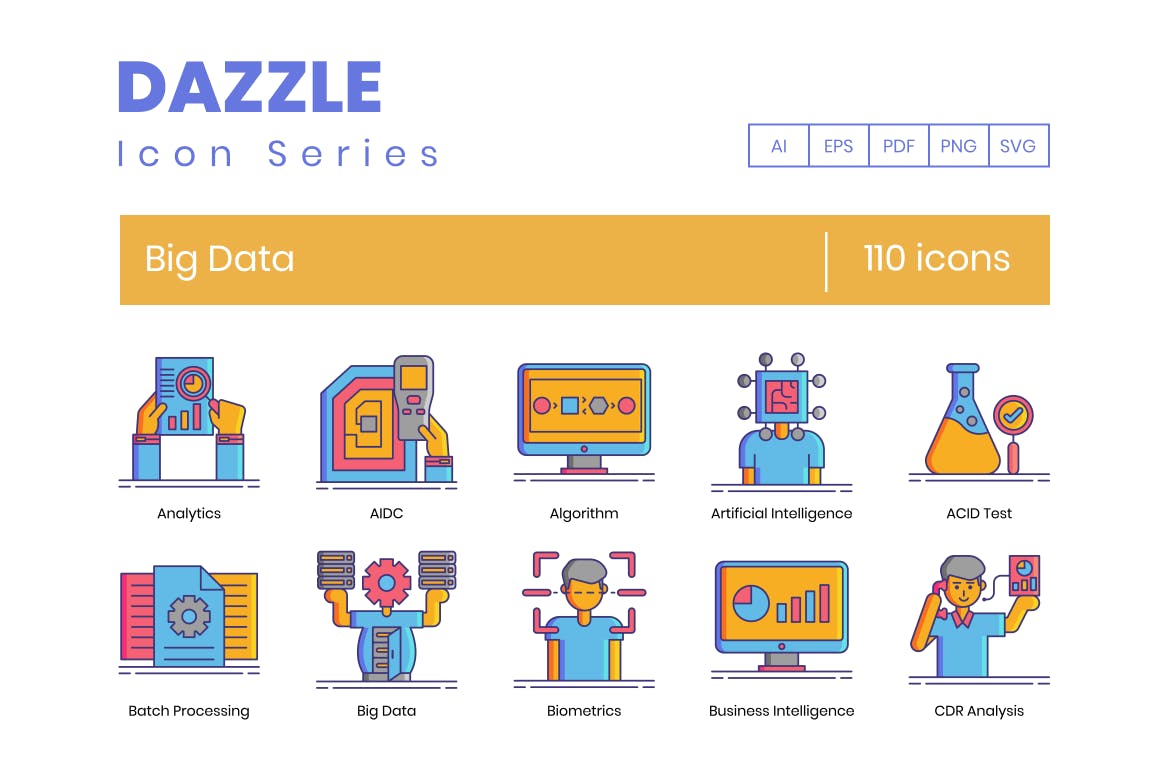 110枚大数据主题矢量素材库精选图标 Big Data Icons插图