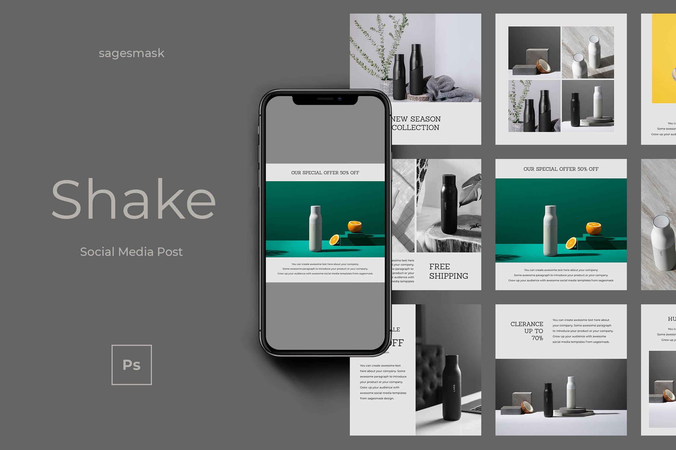 北欧风格社交媒体文章贴图设计模板素材库精选 Shake Social Media Post插图