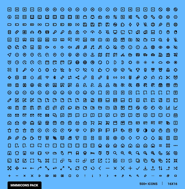 海量简约风网站&应用界面设计图标集合 Mmmicons Icon Pack（529枚）插图(1)