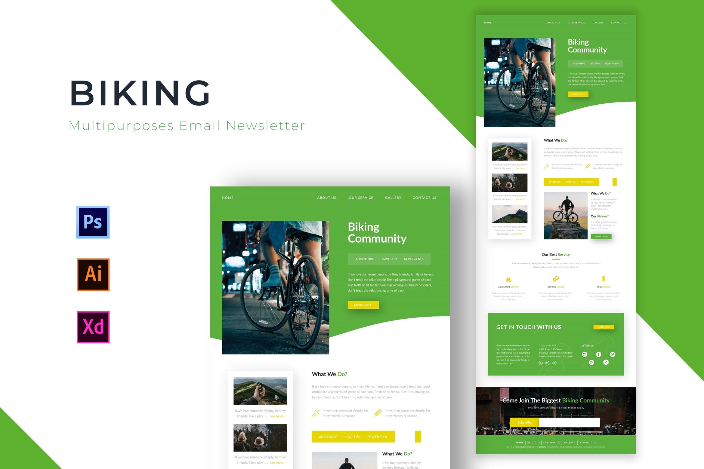 自行车/自行车活动主题邮件订阅设计模板 Biking | Newsletter插图