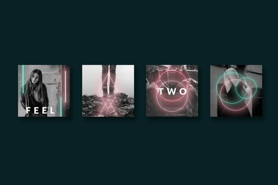 90年代霓虹灯Instagram帖子模板素材库精选插图(4)