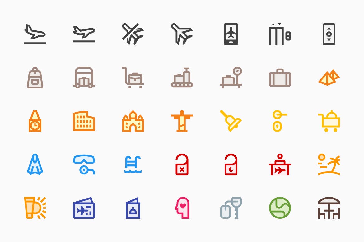 35枚假期主题轮廓线矢量素材库精选图标 Vacation插图(1)