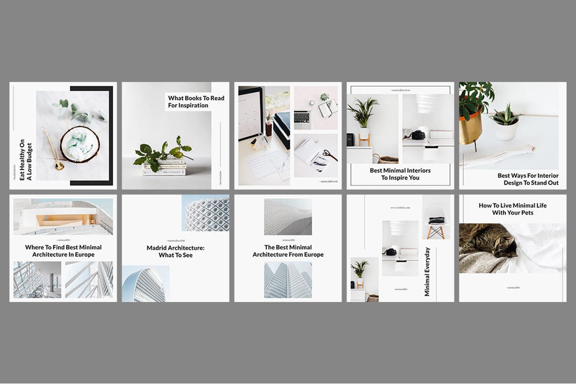 极简主义设计风格Instagram社交设计素材包 Belgrade Minimal Instagram Pack插图(5)