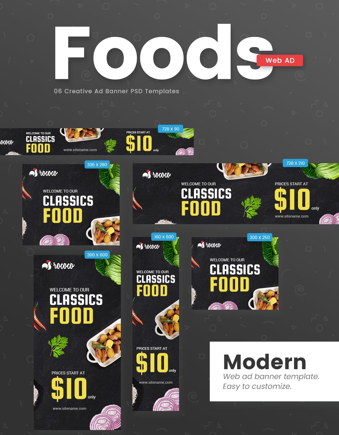 美容保健/食品/房地产/购物主题网站广告Banner设计模板合集 Ad Banner Template插图(3)