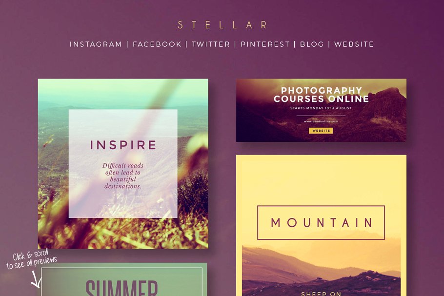 社交媒体超级Banner模板素材库精选合集 Stellar Social Media Banner Pack插图(1)