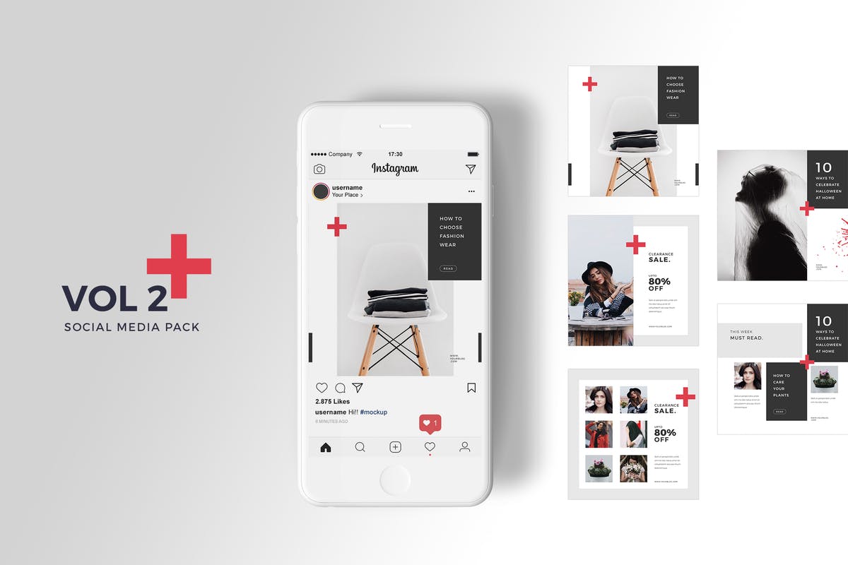 社交媒体跨平台贴图模板素材库精选合集v2 Social Media Pack Vol. 2插图