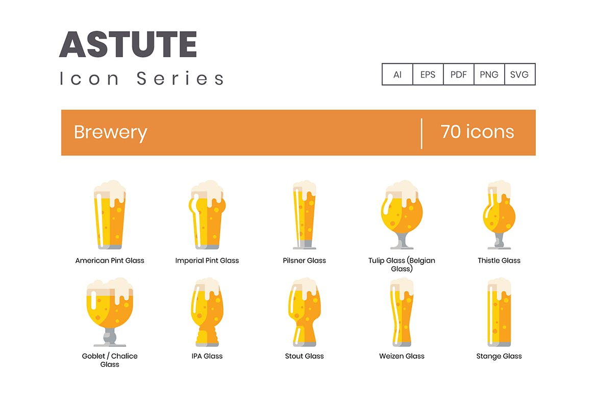 Astute系列-70枚啤酒主题矢量素材库精选图标 Brewery Icons – Astute Series插图
