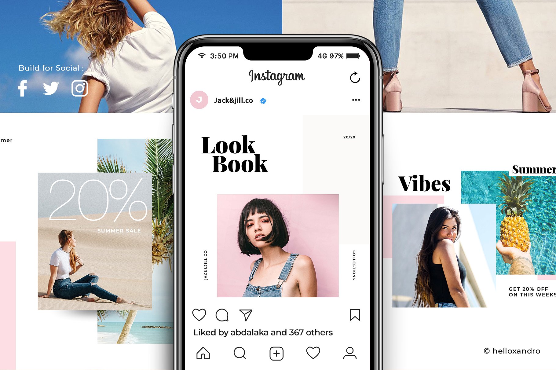 时尚简约的Instagram社交媒体模板素材库精选下载 Jacknjill – Instagram Pack [psd]插图(5)