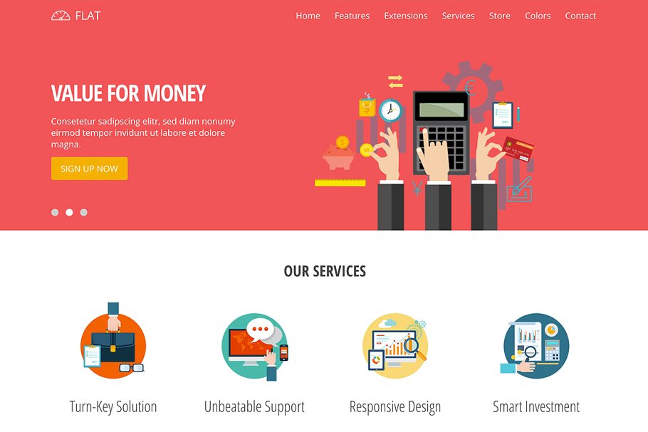 网站服务/云服务网站响应式模板素材库精选 Hot Flat插图(2)